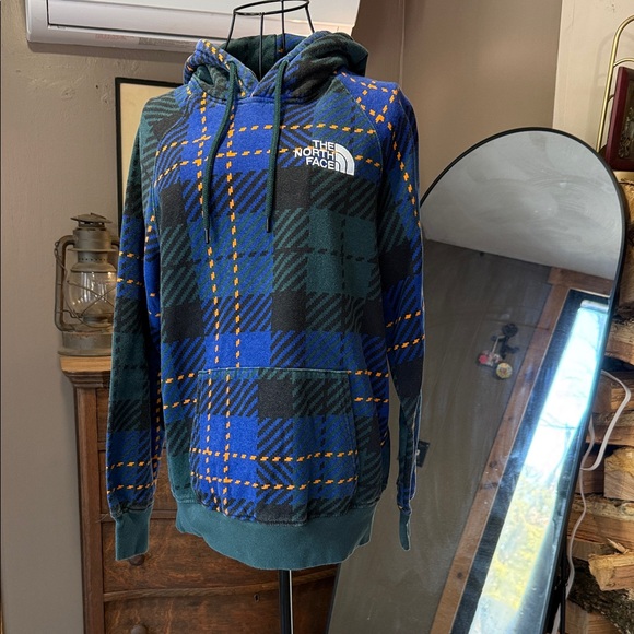 The North Face Tops - The North Face Blue and Green Plaid  Hoodie